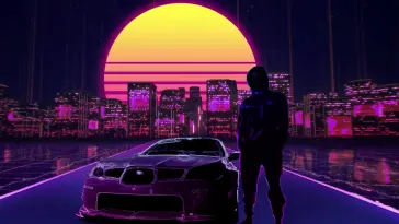 Subaru in Synthwave City live wallpaper download