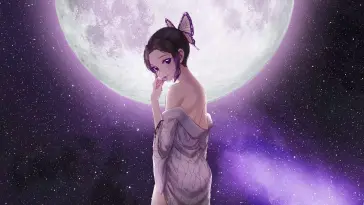 Shinobu Kochou Near the Moon live wallpaper download