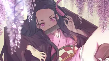 Nezuko Kamado Under the Purple Wisteria live wallpaper download