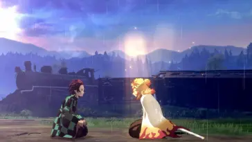 Kyojuro Rengoku and Tanjiro Kamado Sitting live wallpaper download