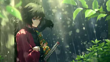 Giyu Tomioka With Raven (Kimetsu No Yaiba) live wallpaper download