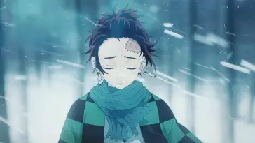 Tanjiro Standing in Snowy Winter live wallpaper download