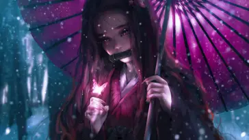 Nezuko Kamado Holding Umbrella live wallpaper download