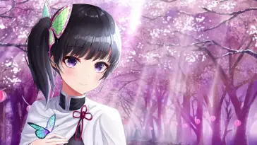 Kanao Tsuyuri With Blue Butterfly live wallpaper download