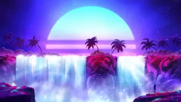 Synthwave Waterfall and Palm live wallpaper download