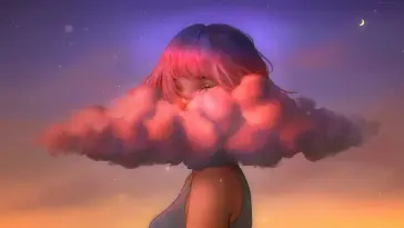 Fantasy Girl Behind the Cloud live wallpaper download