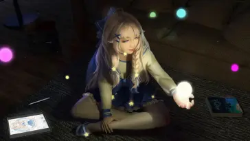 Anime Girl Sitting in Floating Spheres live wallpaper download