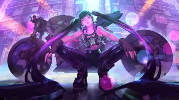 Girl Biker From Cyberpunk live wallpaper download