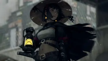 Samurai Girl With Lantern live wallpaper download