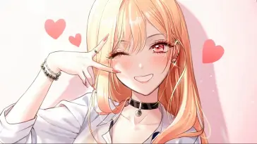 Marin Kitagawa Holding Up a Peace Sign live wallpaper download