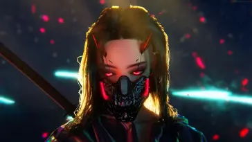 Cyberpank Oni Mask live wallpaper download
