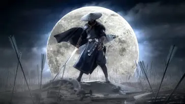 Samurai Warrior Near the Moon live wallpaper download