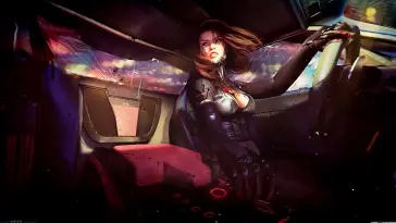 Girl Driving (CYBERPUNK 2077) live wallpaper download