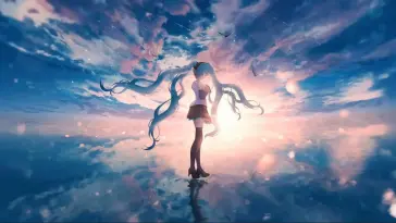 Hatsune Miku Surrounded by Clouds live wallpaper download
