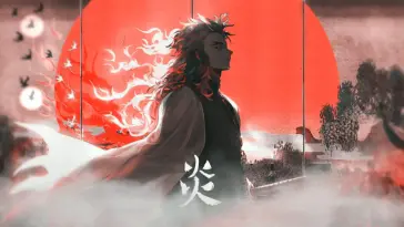 Rengoku With His Fiery Red Hair live wallpaper download