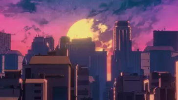 Retro Cityscape at Sunset live wallpaper download