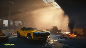 Yellow Car in a Garage (Cyberpunk 2077) live wallpaper download