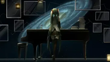 Miku Standing Near Piano live wallpaper download