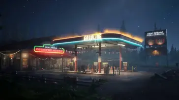 Gas Station in the Snowy Night live wallpaper download