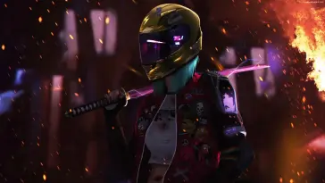 BIKER Girl With Katana live wallpaper download