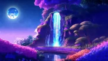 Waterfall and Fireflies Landscape live wallpaper download