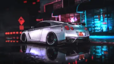 NISSAN GTR on a Rainy Night live wallpaper download