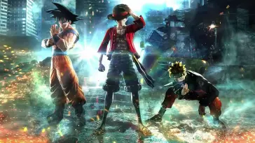 Naruto, Luffy and Son Goku in the Ruined City live wallpaper download