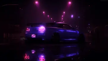 Nissan Skyline R34 GT-R at Night City live wallpaper download