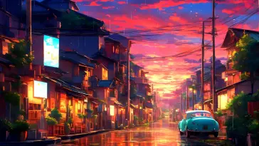 Colorful Sunset on Street live wallpaper download