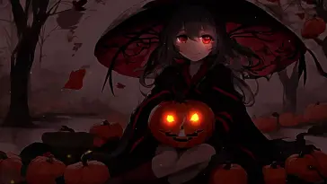 Girl With Pumpkin live wallpaper download