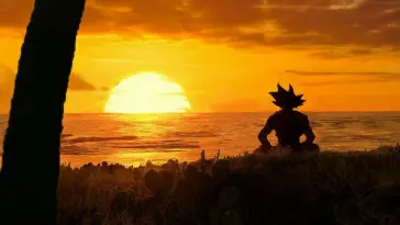 Goku Meditating While Facing the Sunset live wallpaper download