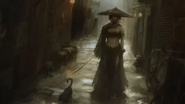 Samurai Girl in the Rain live wallpaper download