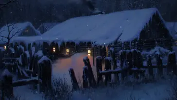 Winter House in Evening live wallpaper download