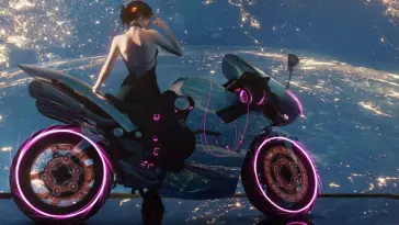 Girl on Neon Motorcycle live wallpaper download