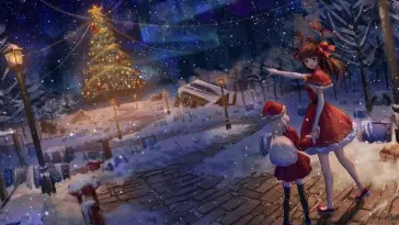 Anime Girls on Christmas live wallpaper download
