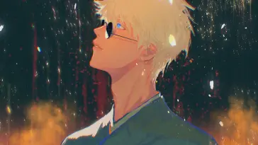 Gojo Satoru Eye Being Covered by His White Hair and in Glasses (Jujutsu Kaisen) live wallpaper download