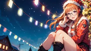 Futaba Sakura on Christmas (Persona 5) live wallpaper download