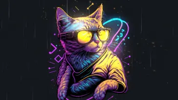 Cool Retrowave Cat live wallpaper download