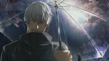 Gojo Satoru With Umbrella Staying Under the Rain (Jujutsu Kaisen) live wallpaper download
