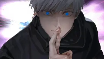 Satoru Gojo With Finger Cross and Blue Sharp Eyes live wallpaper download
