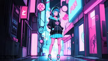 Girl in Neon City live wallpaper download