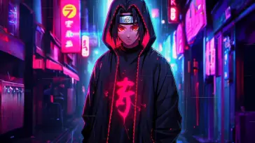 Uchiha Itachi in Cyberpunk City live wallpaper download