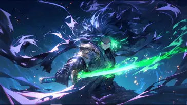 Green Lightning Katana Samurai live wallpaper download