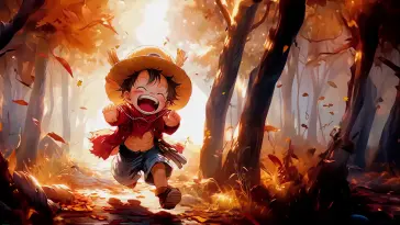 Child Luffy in Autumn live wallpaper download