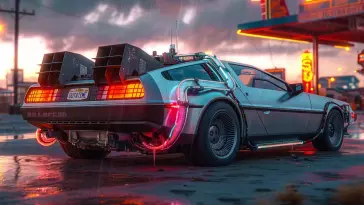 DMC DeLorean in Rain live wallpaper download