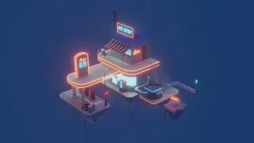 Gas Station in Cyberpunk live wallpaper download