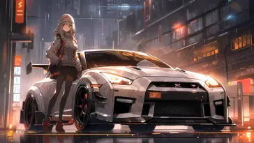 Anime Girl and Sportcar live wallpaper download
