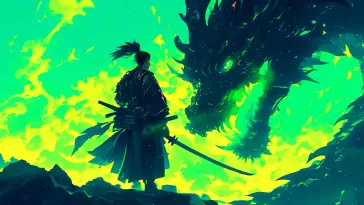 Emerald Inferno: Samurai and Dragon live wallpaper download