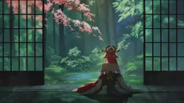 Yae Miko Watching the Rain live wallpaper download