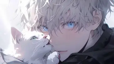 Gojo With White Cat live wallpaper download